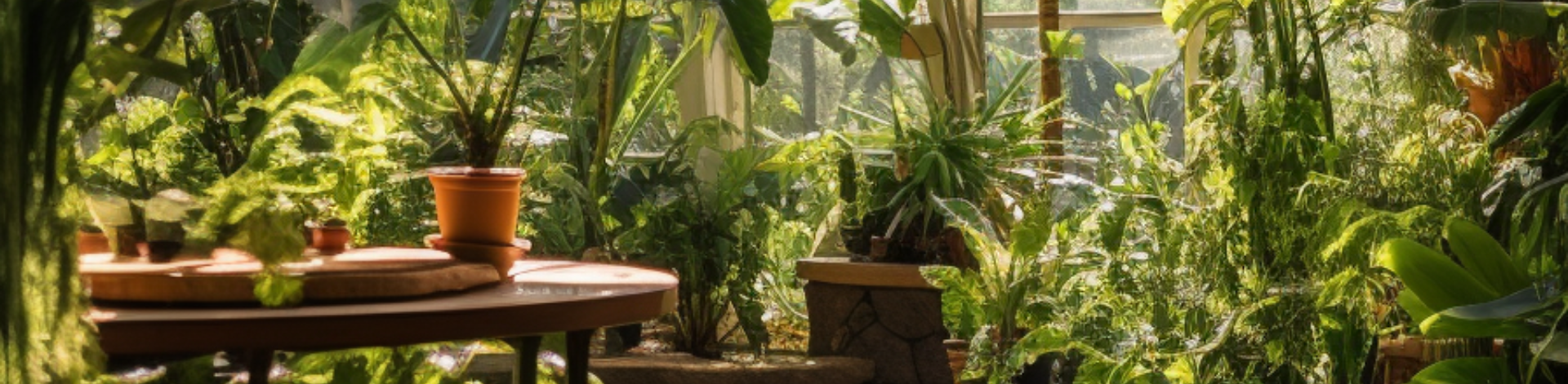 a room full of various green plants